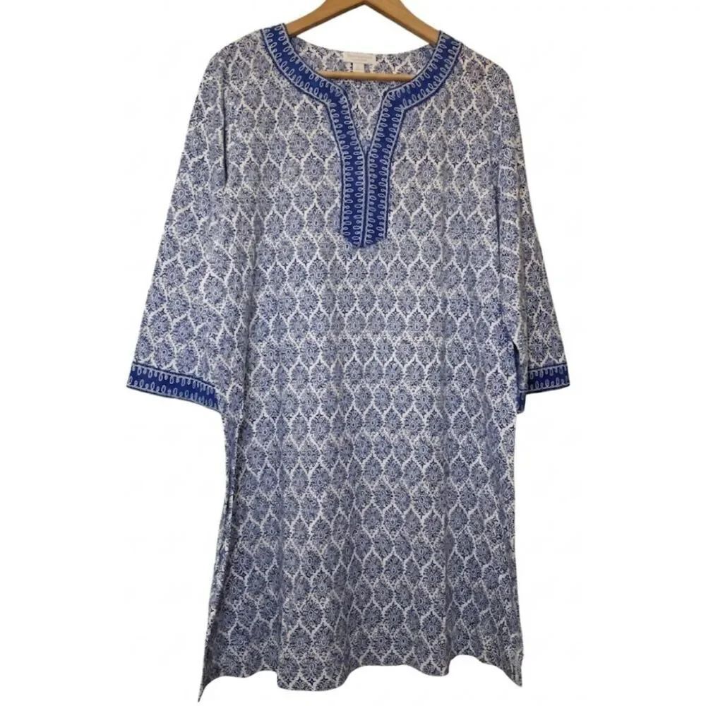Charter club womens large tunic dress blue paisley shirft dress or lounge wear